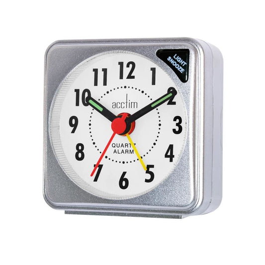 Acctim Ingot Quartz Travel Alarm Clock Light & Snooze Grey 12587X8