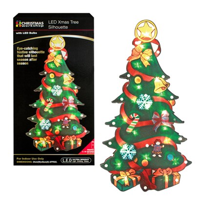 Battery Operated Christmas Tree Metallic Silhouette