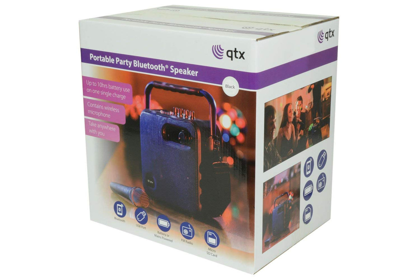 QTX Ultimate Portable Bluetooth Party Speaker includes FM Radio and SD Card