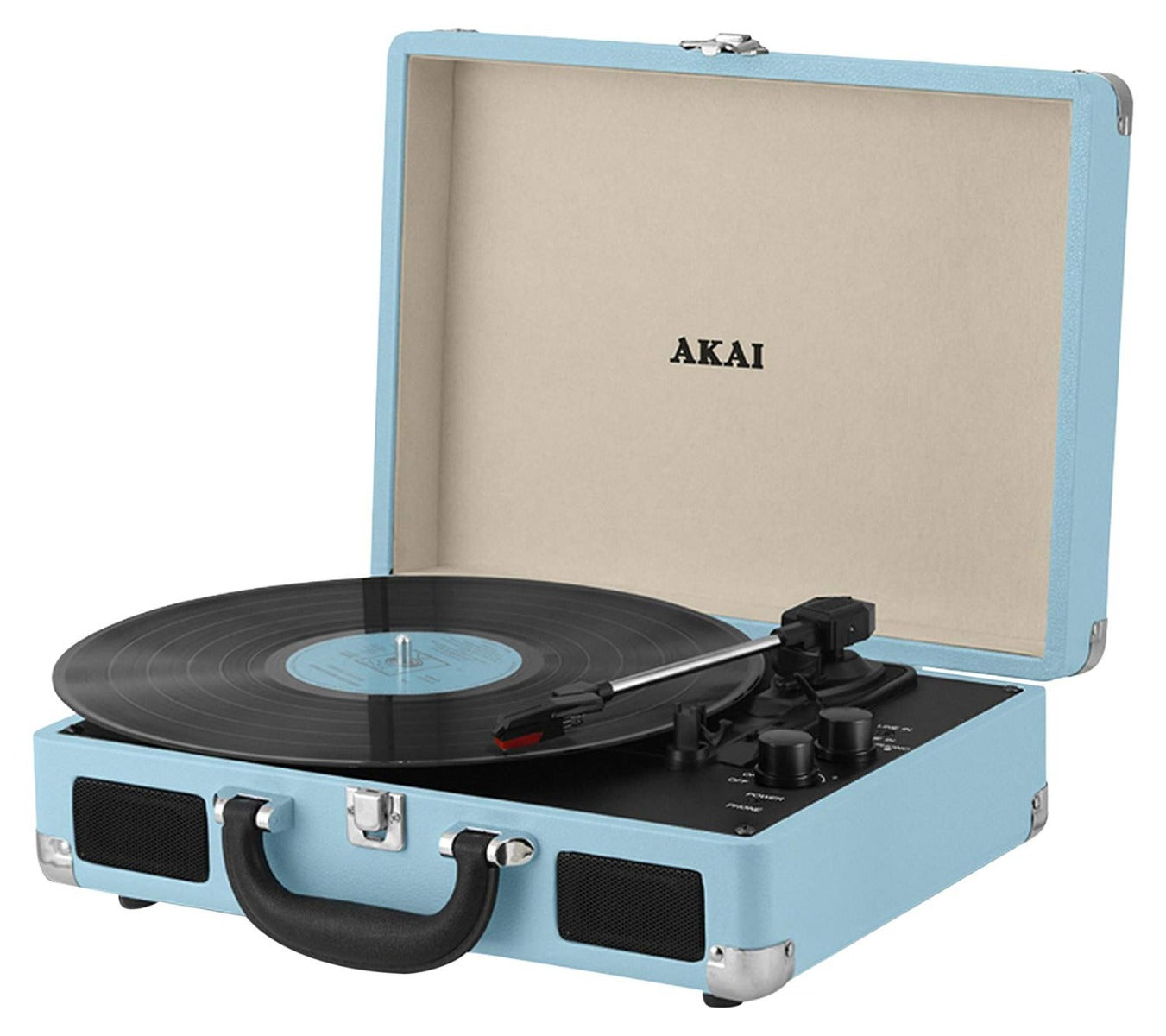 Akai Rechargeable Vinyl Turntable Briefcase Bluetooth Connectivity - Blue A60011NB