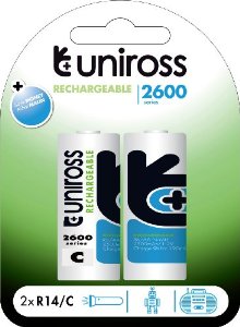 Uniross Batteries Pack OF 2 C Size  2600mAh