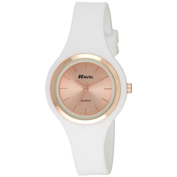 Ravel Ladies Rose Gold Floral Summer Days Silicon Watch White R1801.24f