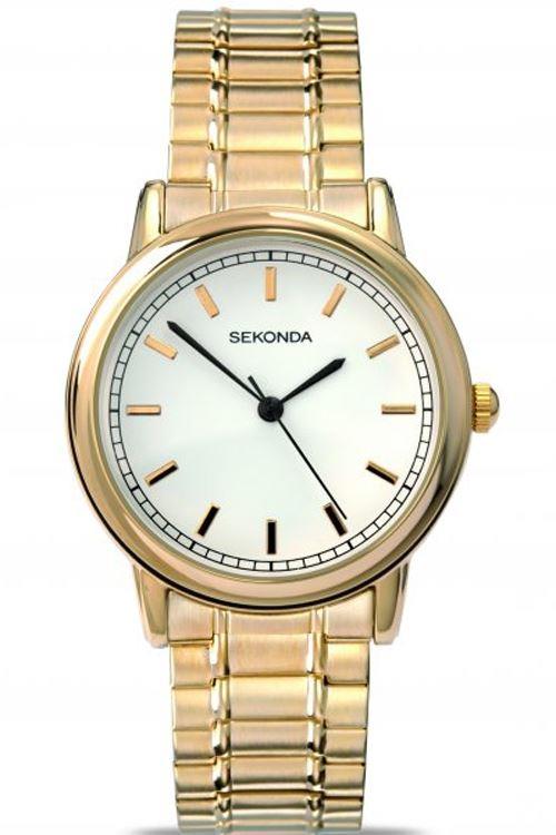 Sekonda Mens Gold Plated Expander Bracelet Watch 3136b