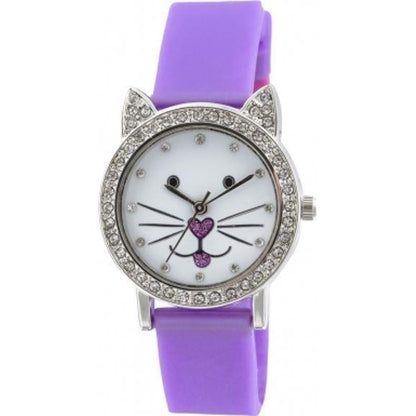 Tikkers Girls Children white Dial Analogue Display Purple silicone Strap Watch TK0107 NEEDS BATTERY