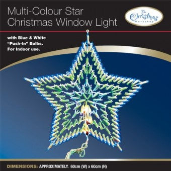 The Christmas Workshop Star Window Silhouette Light, Blue/ White 80640