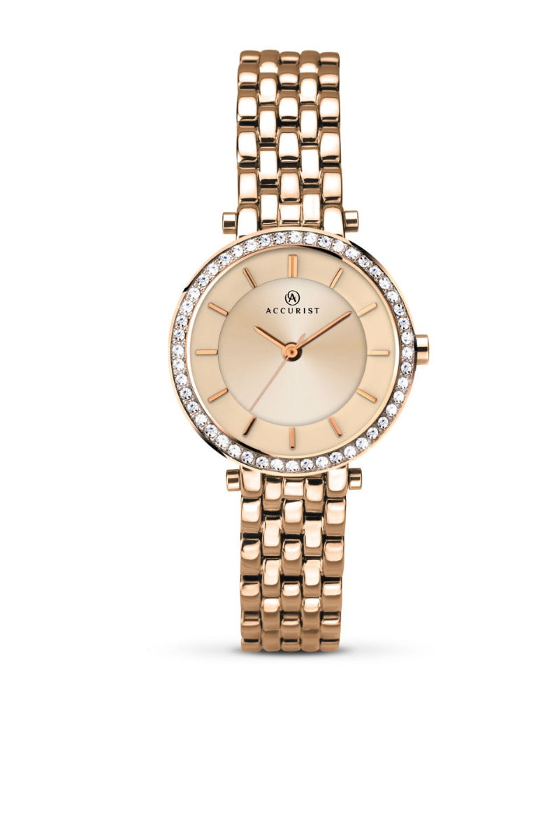 Accurist Ladies Fashion Rose Gold Bracelet Watch 8124