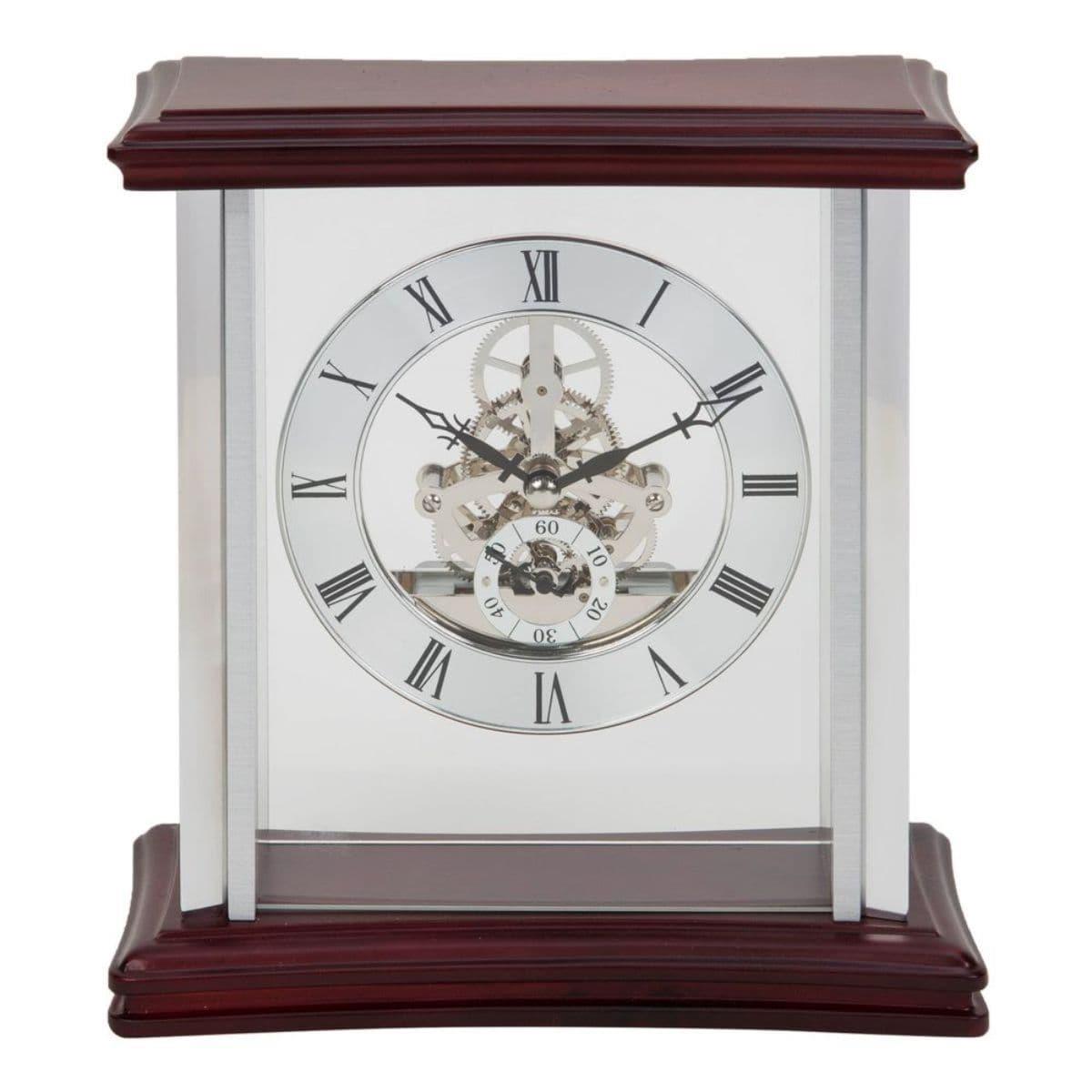 Widdop Floating Skeleton Dial Mantel Clock Cherry Wood Finish W2659