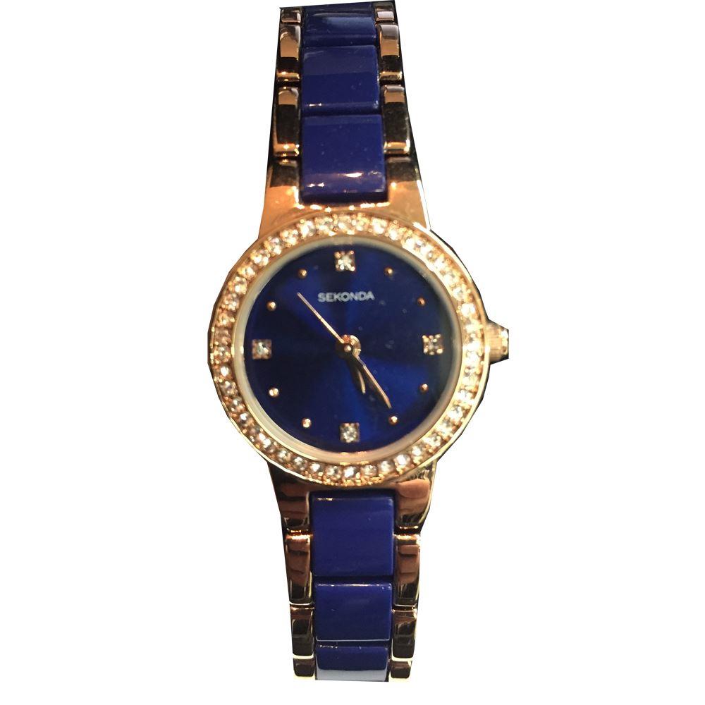 Sekonda Ladies Fashion Diamond Blue Dial Bracelet Watch 2174