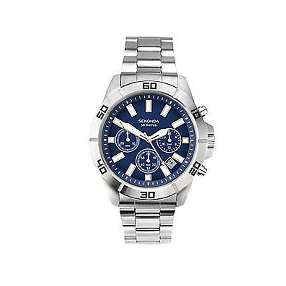 Sekonda Mens Chronograph Blue Dial Bracelet Watch 1218