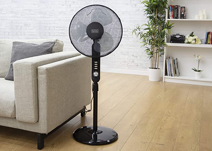 BLACK+DECKER BXFP51004GB 16 Inch Pedestal Fan, 3 Speed Settings, 80 degree Oscillation, 2 Hour Timer, Black