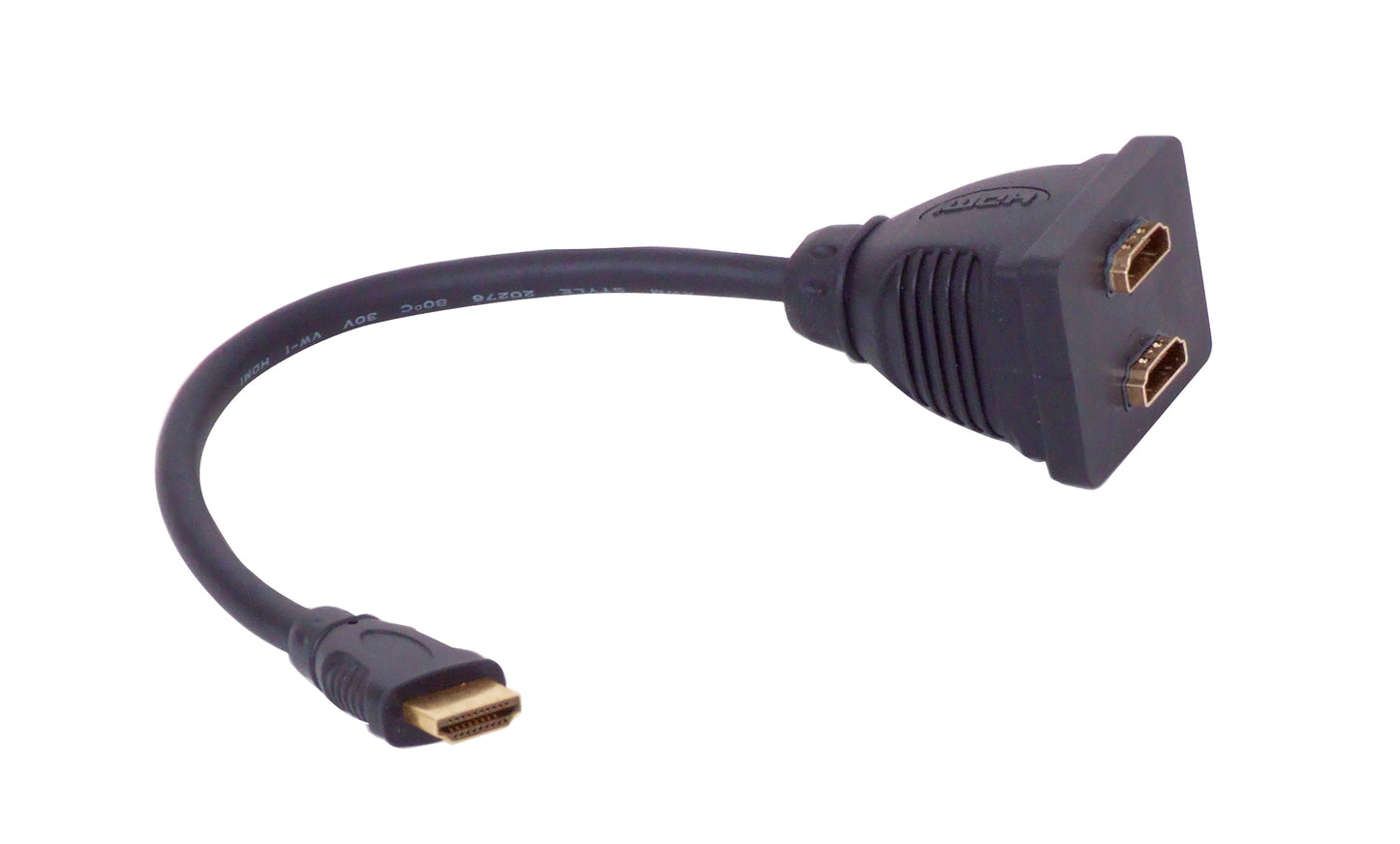 HDMI Plug to 2 x HDMI Sockets Gold