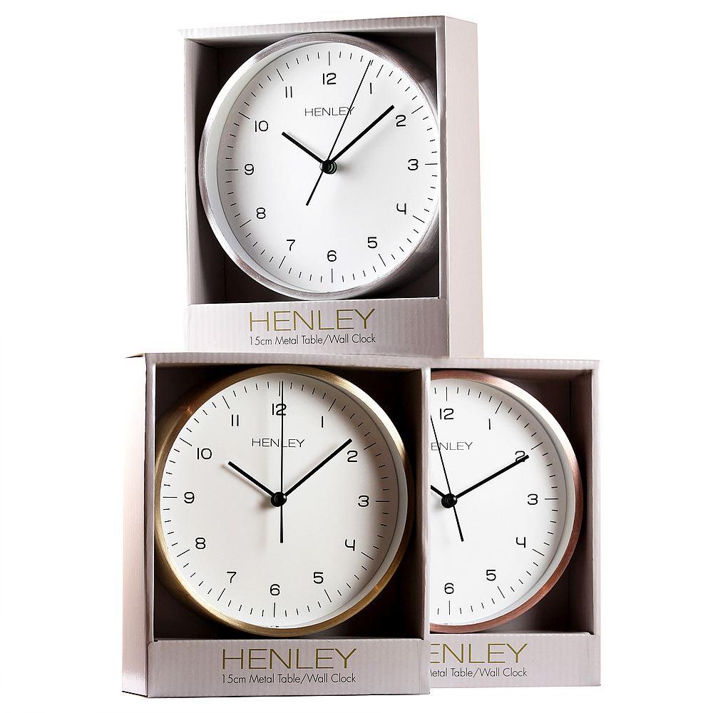 Henley Table Desk Silent Sweep movement brushed metal Clock HCM001