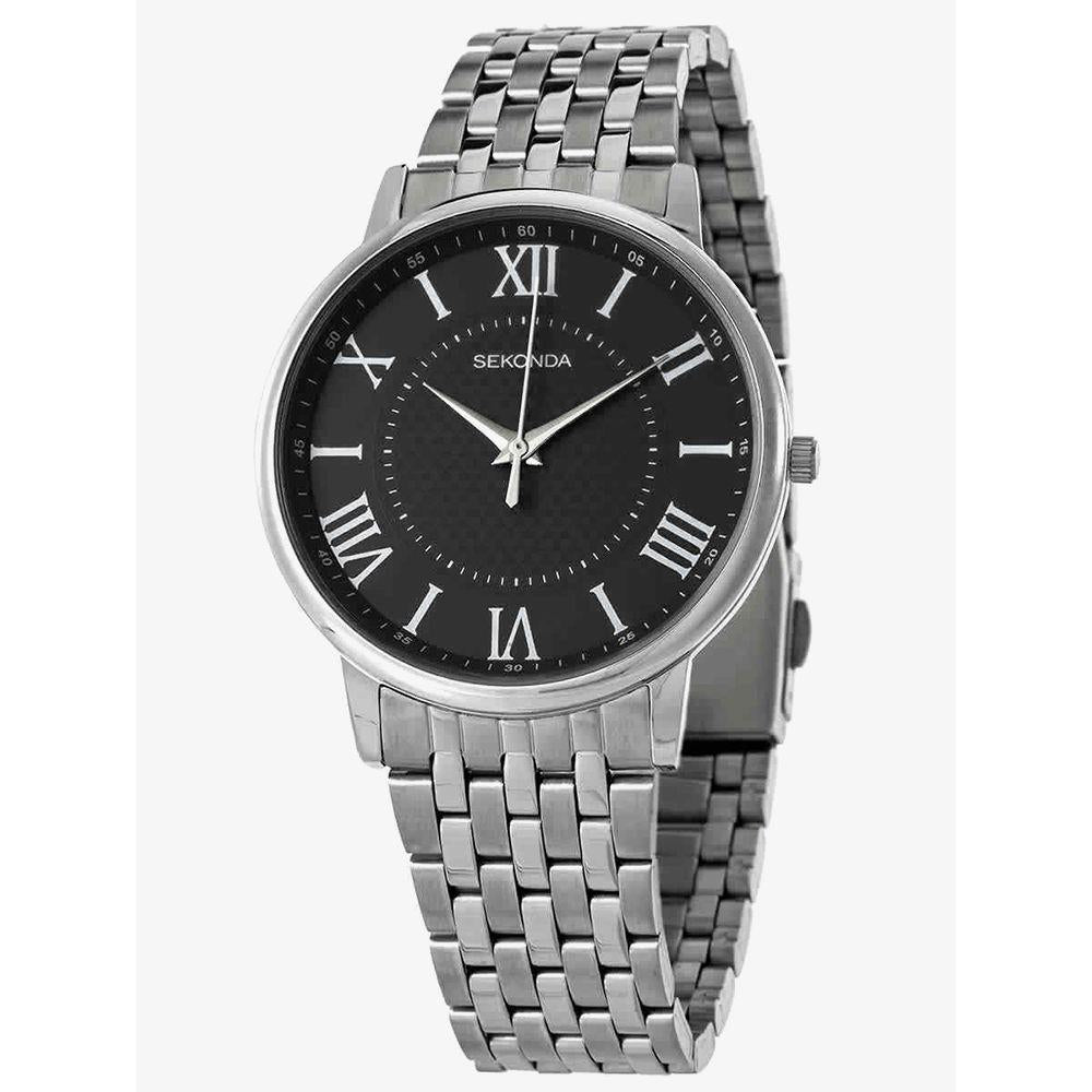 Sekonda Ladies Silver Bracelet & Black Dial Watch 2332