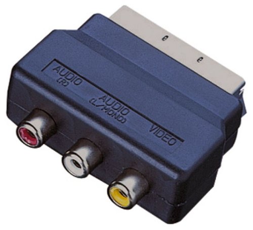 Scart Plug to 3 Phono & 1 S-VHS Socket