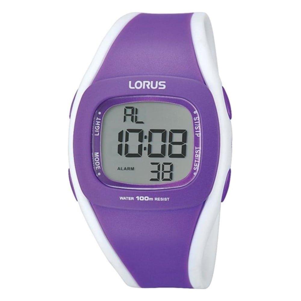 Lorus Ladies Digital Purple Rubber Band Watch R2343gx9