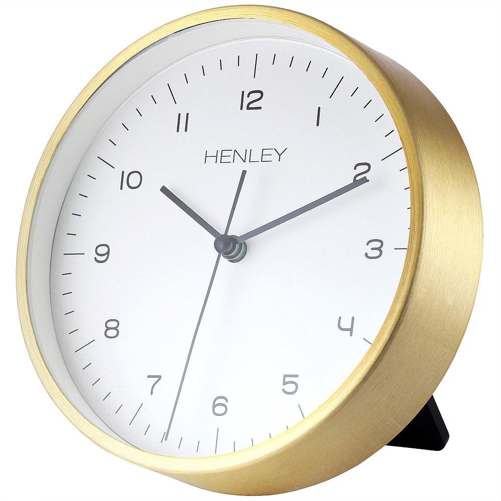 Henley Table Desk Silent Sweep movement brushed metal Clock HCM001