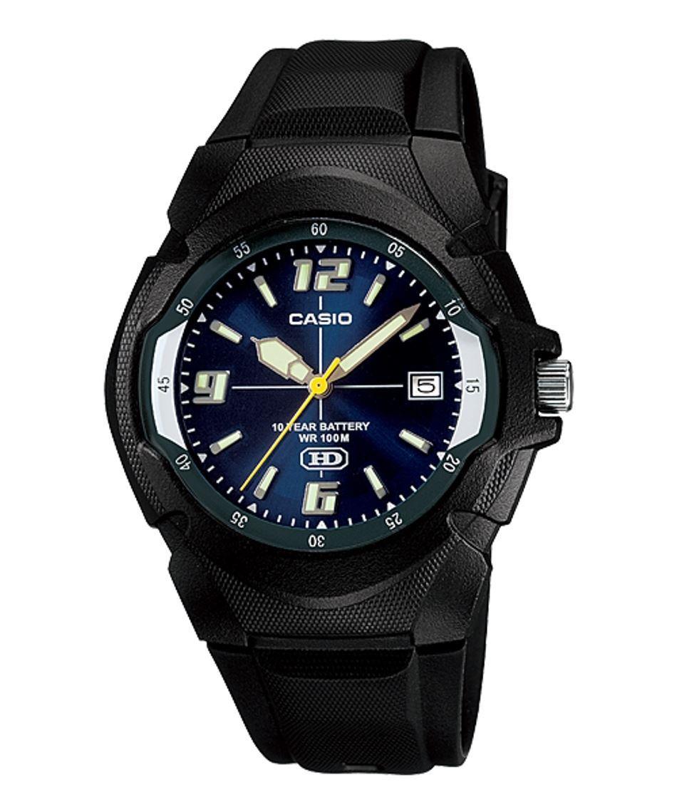 Casio Men's Black Resin with Silver/Blue/Black Dial MW-600F-2AVDF