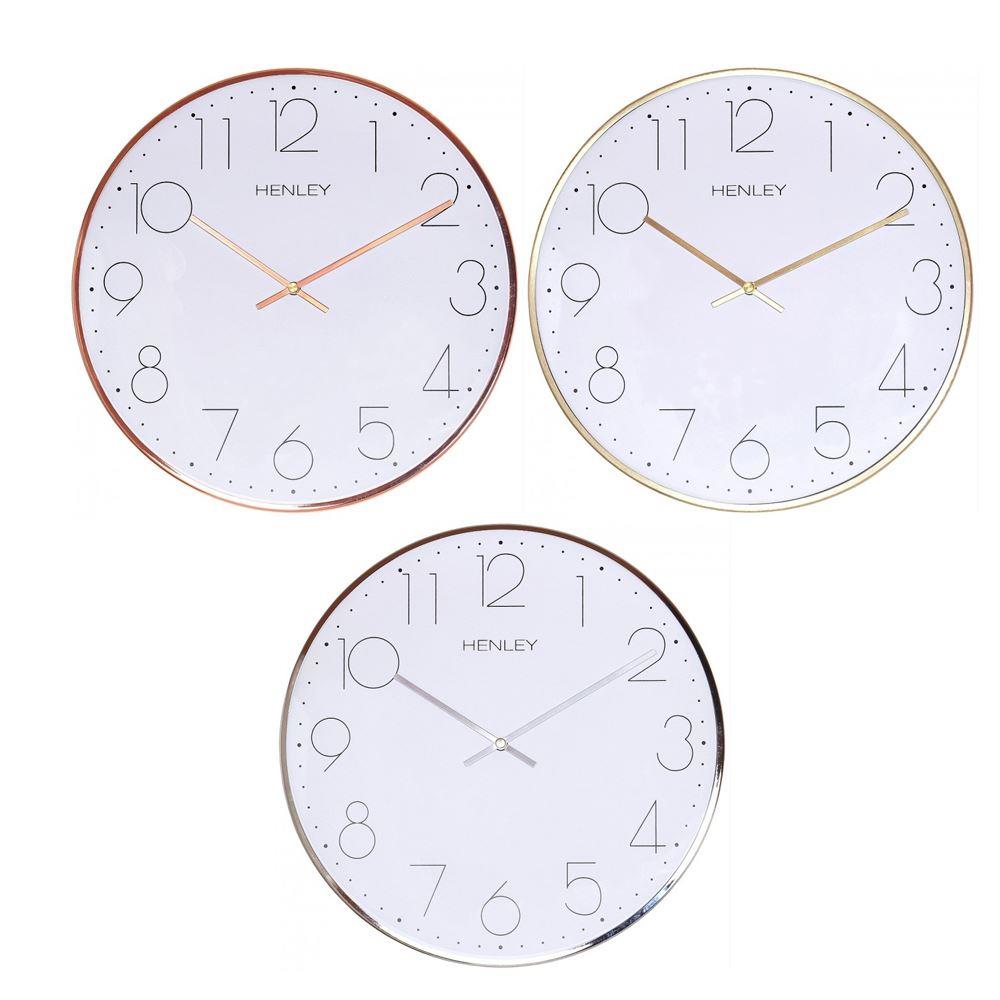 Henley Round 30cm Metal Wall Clock Silver HCW001.1