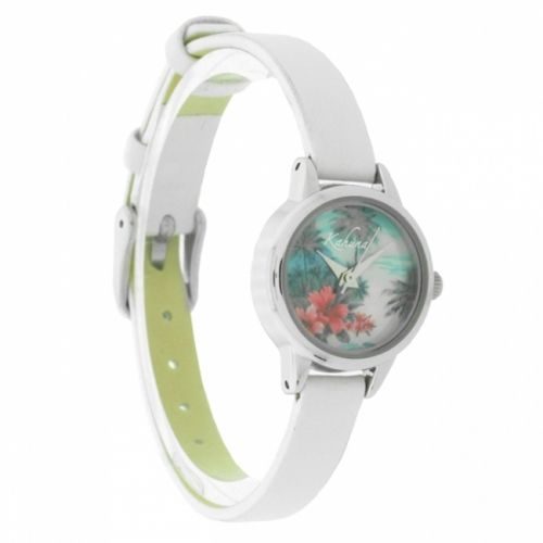 Kahuna Ladies Hawaiian Tropical Sunset Design Dial and White Leather Strap Watch AKLS-0151L