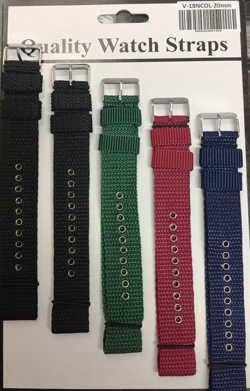 Nylon fabric watch strap 5pk