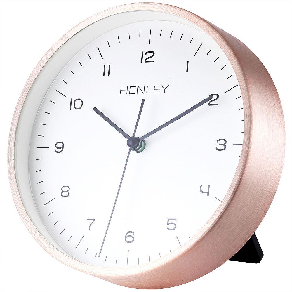 Henley Table Desk Silent Sweep movement brushed metal Clock HCM001