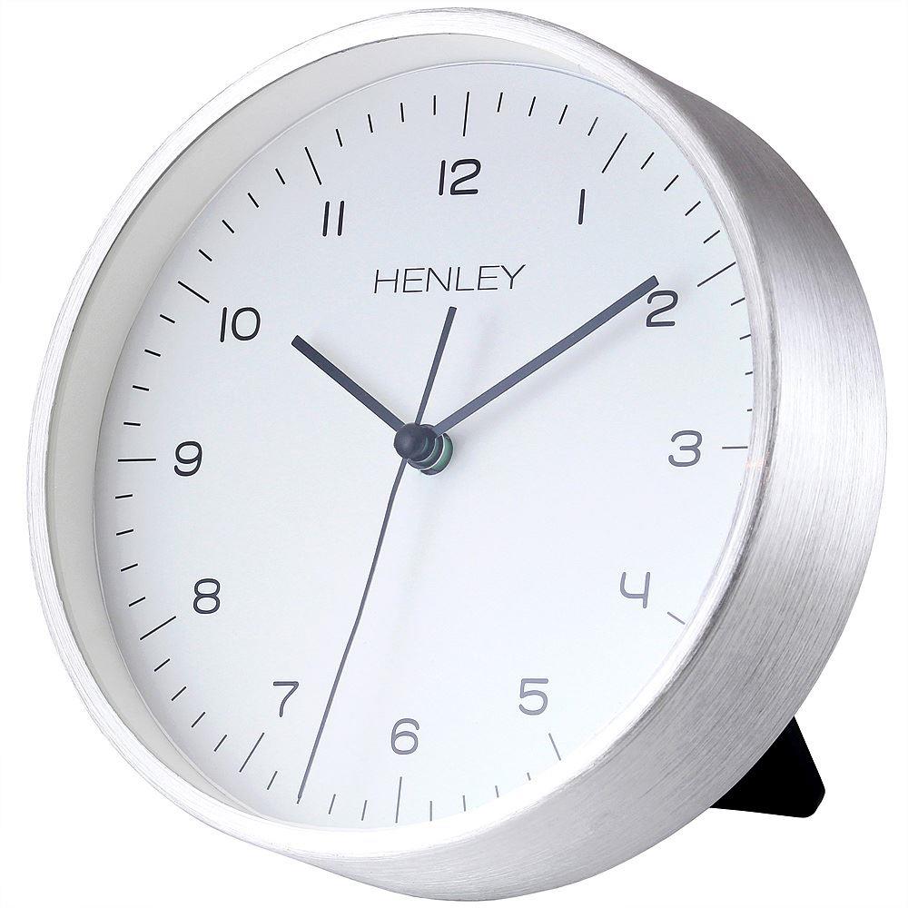 Henley Table Desk Silent Sweep movement brushed metal Clock HCM001