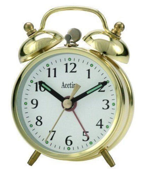 Acctim Selworth Classic Wind Up Twin Bell Bedside Alarm Clock Gold