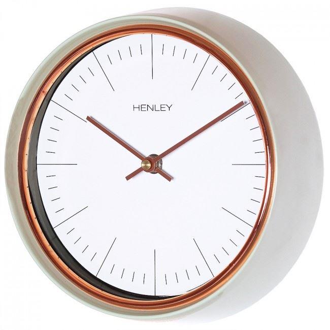 Henley Minimal Porthole Wall Clock - Contemporary Grey / Rose Gold Trim HCW005.13