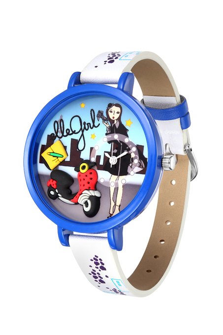 Elle Girl Ladies Quartz Watch With Blue Dial Analogue Display And White Plastic Or Pu Strap Gw40074s02x