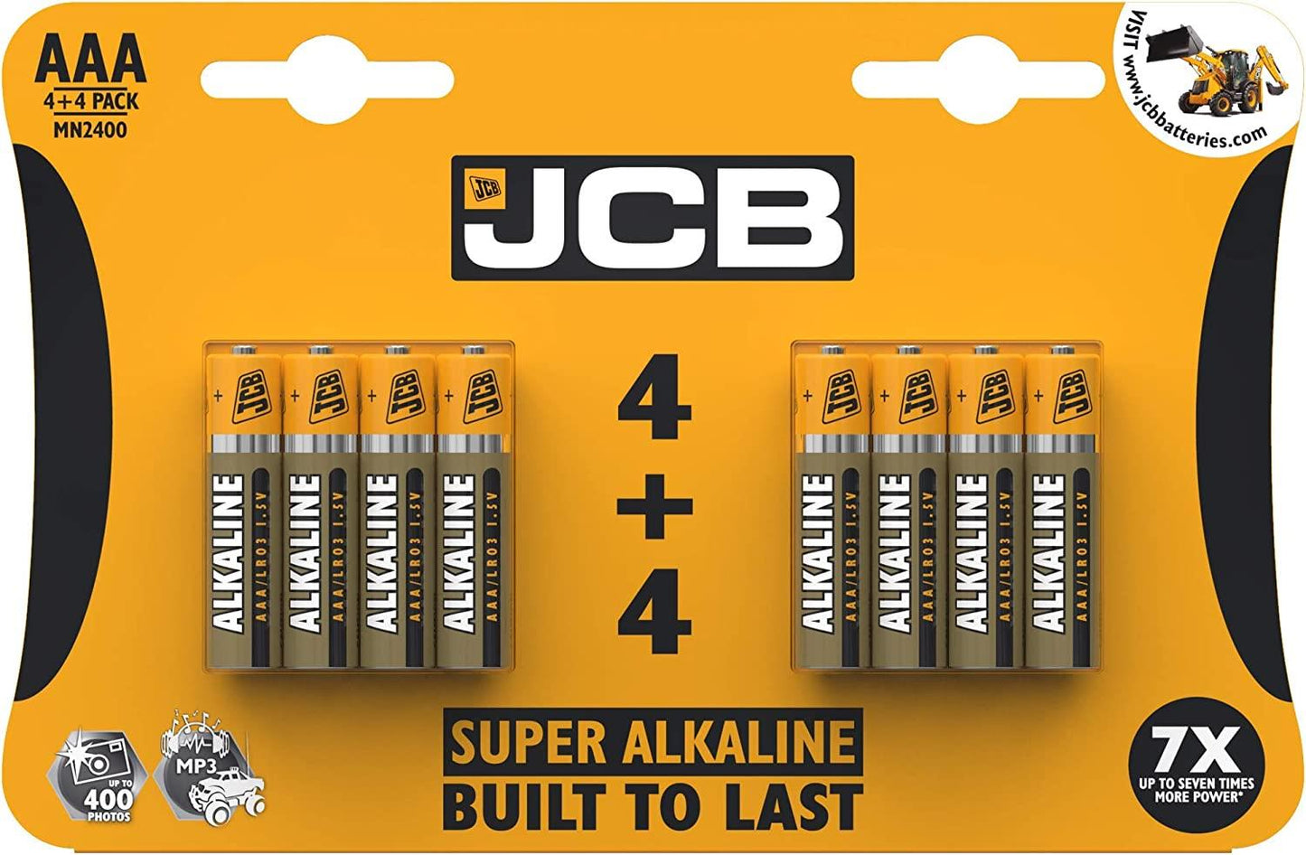 JCB AAA Super Alkaline Batteries 8 Per Card - Box of 12
