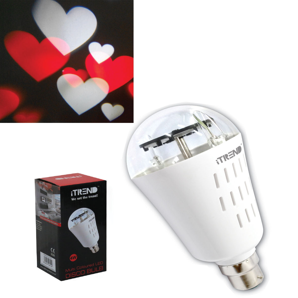 iTREND Multi Coloured LED DISCO Bulb Hearts 4W SL812