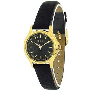 Sekonda Ladies Basic Gold Plated Black Leather Strap Watch 4141