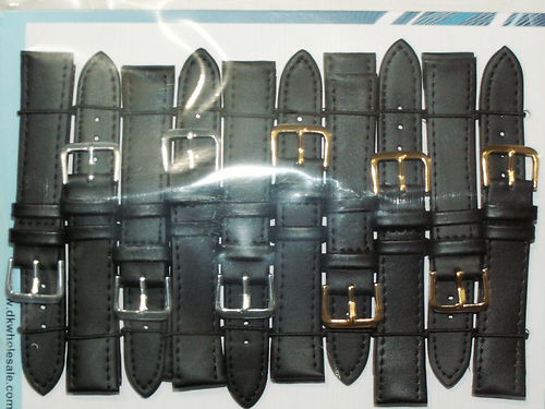 Watch Black Strap 22mm for leather strap watches ( Pack of 10)