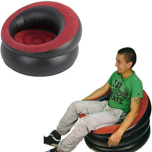 INFLATABLE SINGLE FLOCKED RELAXING SEAT CHAIR CAMPING LOUNGER POD SOFA SETTEE