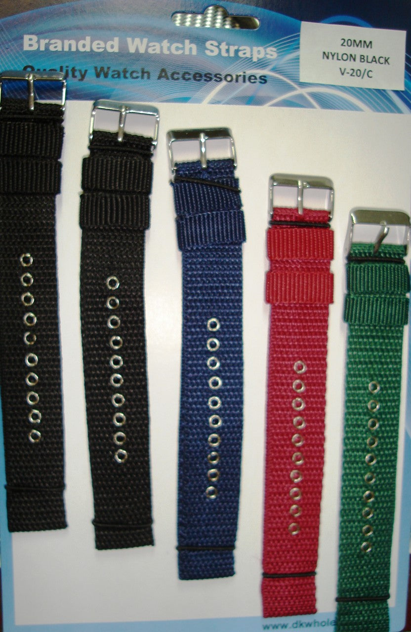 Watch Straps Nylon Assorted Colour 5 Pack V18-MULTI