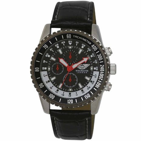 Wingmaster Mens Quartz Fashion Watch With White Dial Analogue Display And Black Strap Wm.0055.10