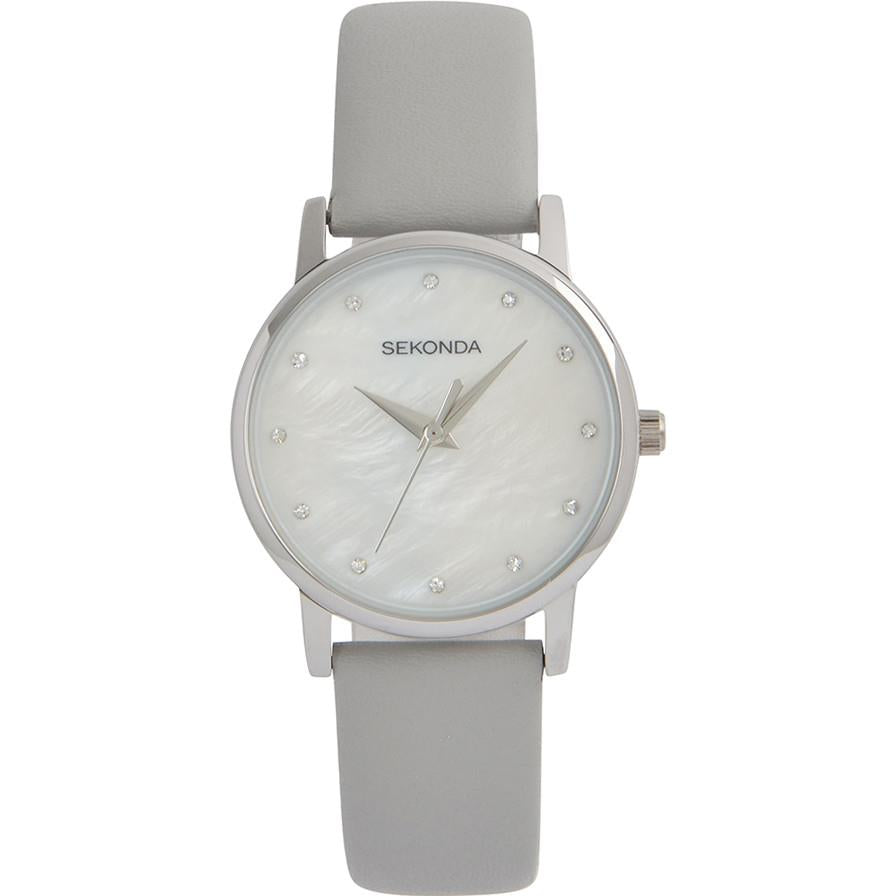 Sekonda Ladies Bling Grey Leather Strap Watch 2793