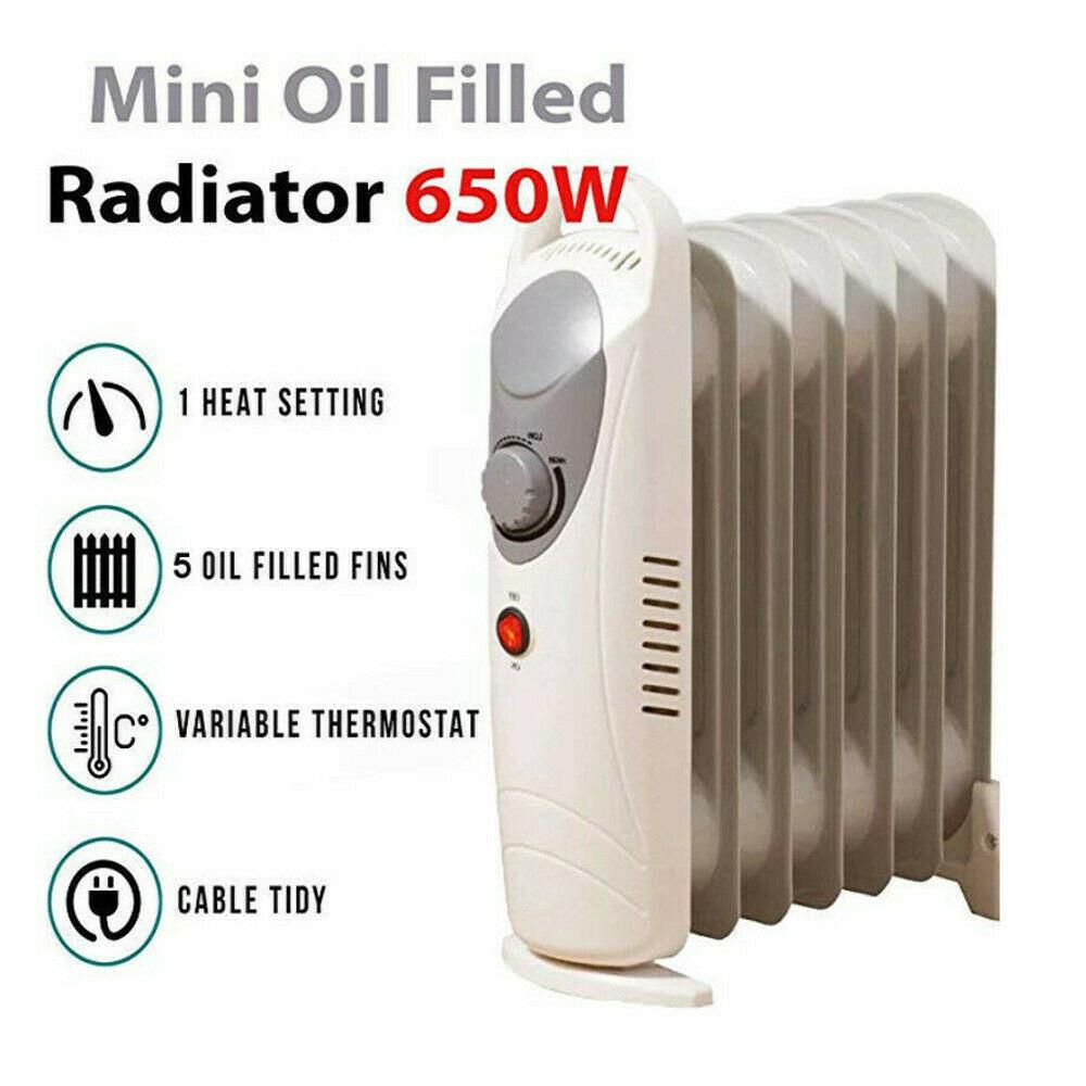 Fine elements 5 Fin 650w Oil Filled Radiator Heater - HEA1422