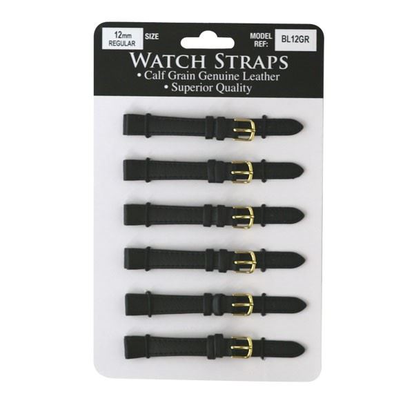 BLGR Regular Black Leather Strap card of 6