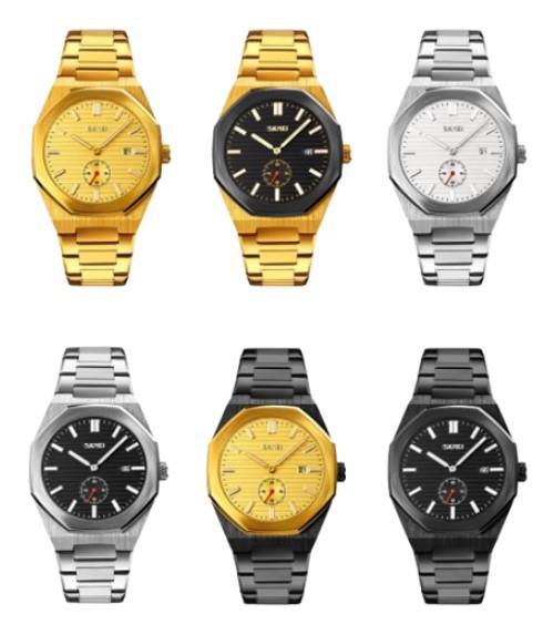 Skmei Mens Dated Dodecagonal assorted Colour's varied Bracelets watch UNBOXED