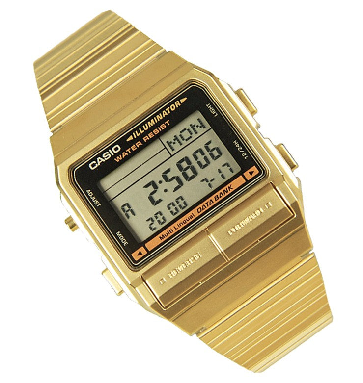 Casio Mens Gold Tone Stainles-steel Quartz Watch With Digital Dial Db-380g-1df