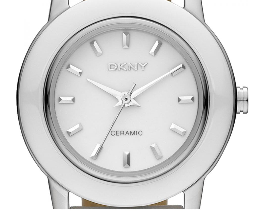 Dkny Ladies Ceramic Leather Strap Watch NY8638 *Needs Battery*