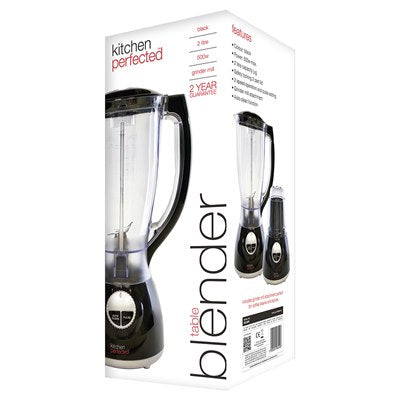 Kitchen Perfected 500W 2Ltr Blender With Grinder Attachment - Black