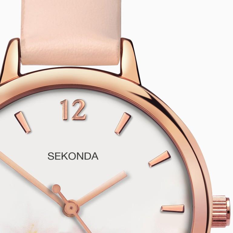 Sekonda Ladies White Dial with Pink Leather Strap Watch 2624