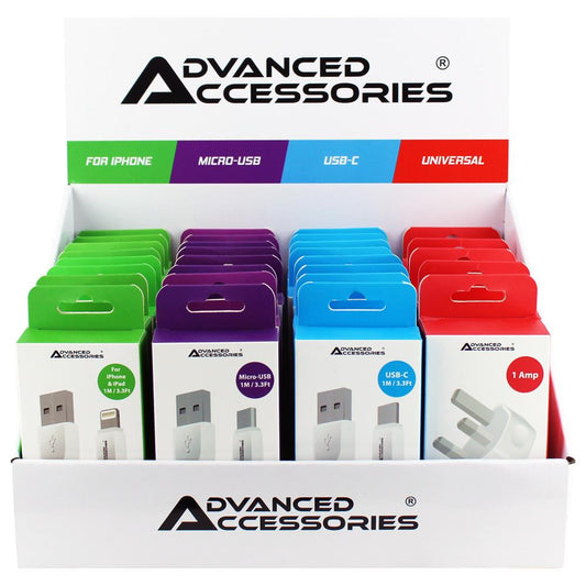 Advanced Accessories Countertop 29Pcs Chargers and Cables- CDU