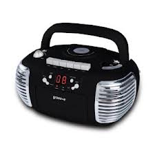 Groov-e Retro Boombox Portable CD, Cassette, Radio Player - Black GVPS813BK