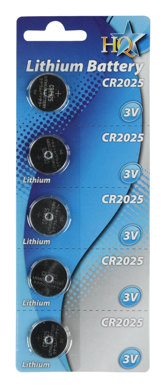 HQ CR2025 Lithium Batteries 3Volts - 5 Pack