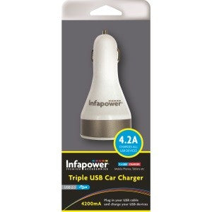 Infapower 4.2A Triple USB Car