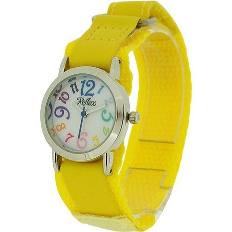 Reflex Boys Girls Kids Yellow Colourful Velcro Fabric Strap Watch KID-0077