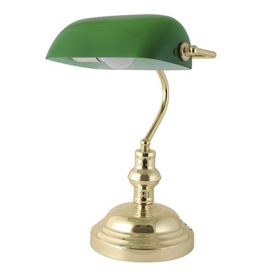 15'' 45w ''Advocate'' Bankers Desk Lamp - Green (Drop Test Pack)